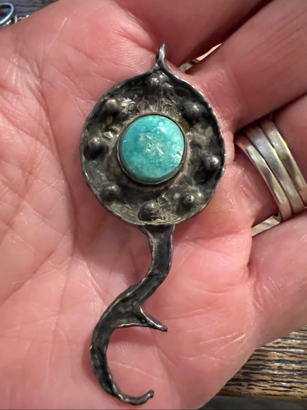 Unique Sterling Silver Native American Turquoise pendant
